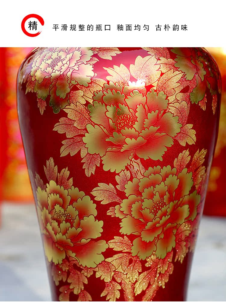 Jingdezhen ceramics gold peony of large vases, sitting room of Chinese style household decorations TV ark, porch place