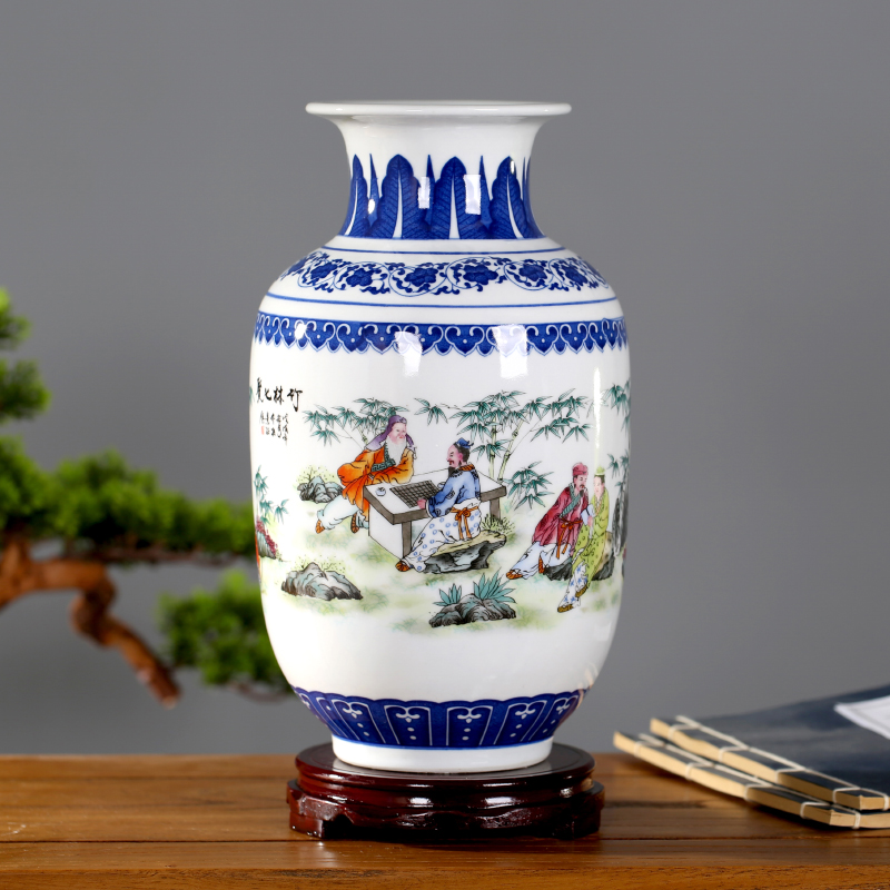 Jingdezhen ceramics bamboo seven sages floret bottle home sitting room study mesa adornment contracted and I furnishing articles