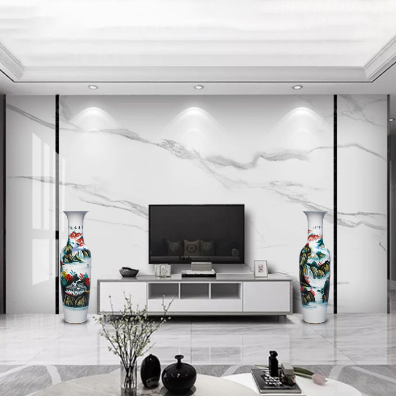 Jingdezhen ceramics much luck hand - made landscape of large vase decorated home sitting room of Chinese style furnishing articles