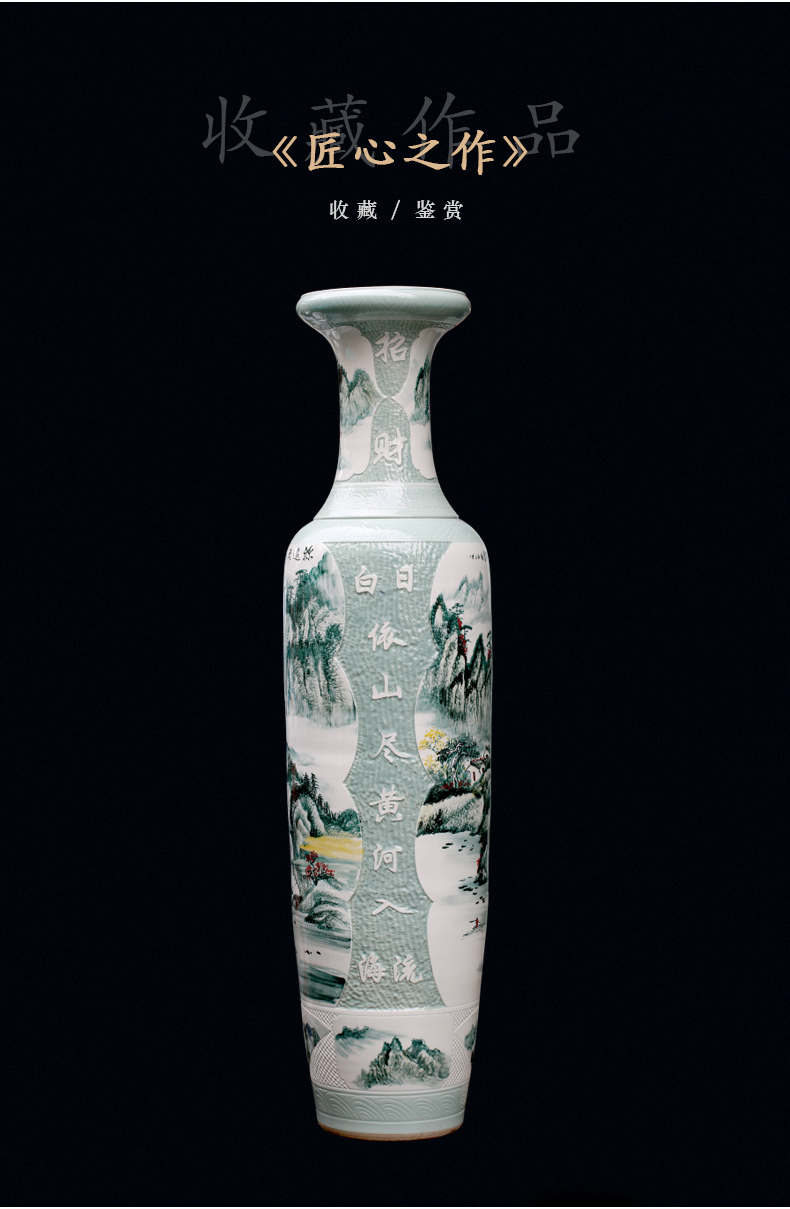 Jingdezhen ceramics vase of large sitting room porch hand - made pastel large crafts are the opened