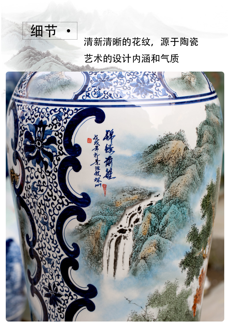 Jingdezhen ceramics has a long history in the hand draw pastel landscapes of large vases, home furnishing articles sitting room adornment