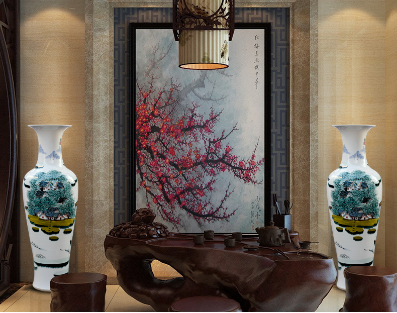 Jingdezhen ceramic hand - made jiangnan water landing big vase home sitting room office furnishing articles opening gifts
