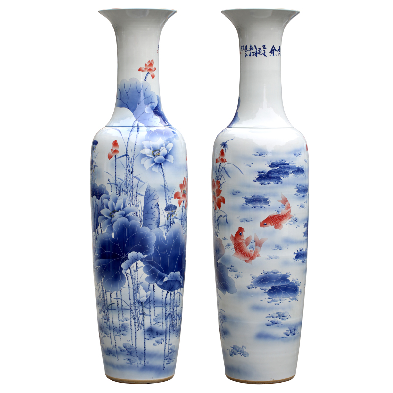 Jingdezhen blue and white porcelain hand - made sitting room adornment is placed more than the French vase company every year for the opening gifts