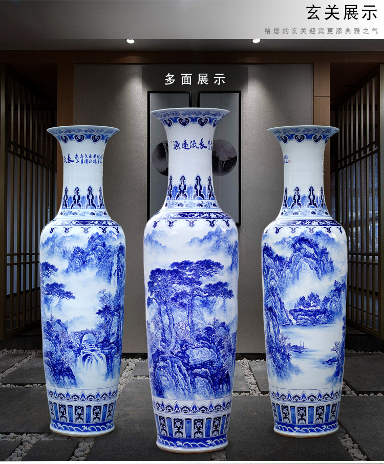 Jingdezhen blue and white porcelain painting has a long history of large vases, sitting room of Chinese style household ceramics furnishing articles ornaments