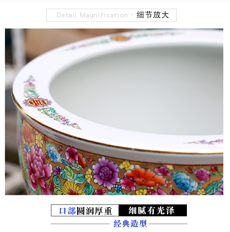 Jingdezhen ceramic aquarium hand - made m letters flowers sitting room ground study large turtle cylinder furnishing articles calligraphy and painting to receive the goods