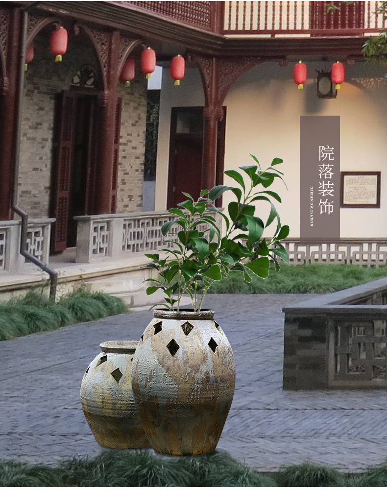 Jingdezhen ceramic coarse pottery vase special - shaped hollow out flowers in the sitting room porch courtyard Chinese style classical decoration furnishing articles