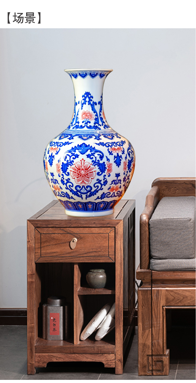 Jingdezhen ceramic blue and white flower vase youligong mesa furnishing articles home sitting room porch rich ancient frame adornment