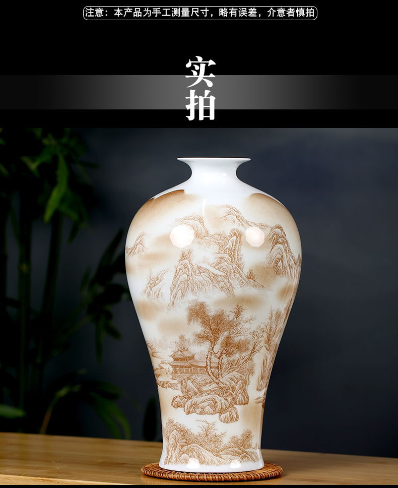 Jingdezhen ceramics mesa of landscape painting flower arranging floret bottle home sitting room rich ancient frame TV ark, furnishing articles