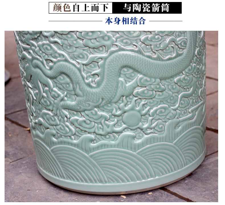 Jingdezhen ceramics carved dragon quiver large vases, decorative furnishing articles sitting room floor painting and calligraphy tube scroll calligraphy and painting