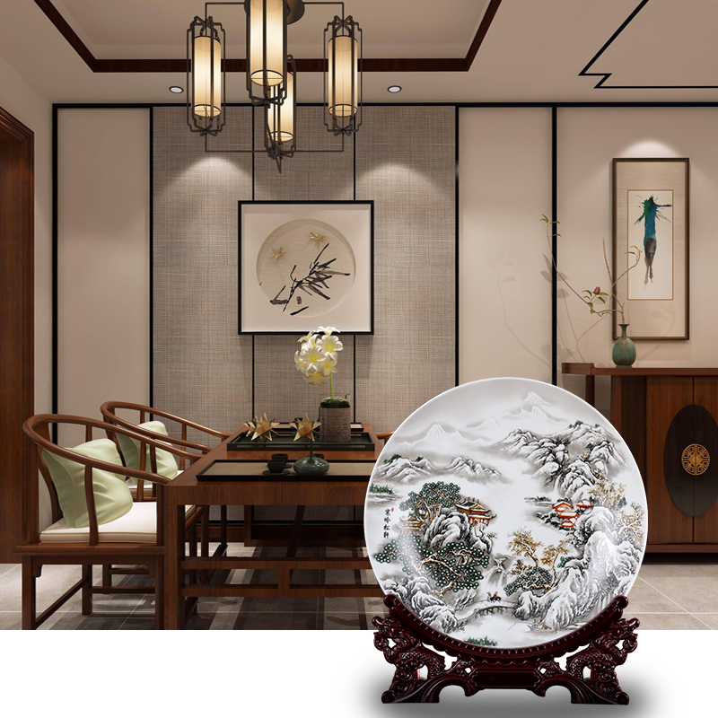 Jingdezhen ceramics home decoration hanging dish furnishing articles study the sitting room porch ark, handicraft disc holder