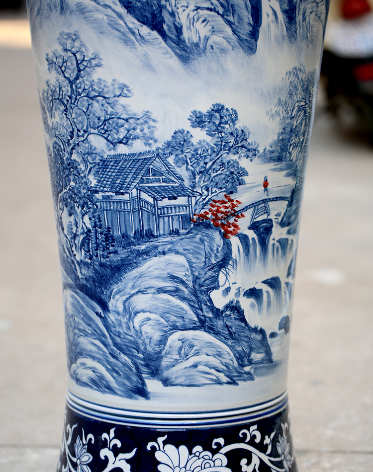 Jingdezhen blue and white porcelain hand - made ceramic landing big vase splendid sunvo sitting room of Chinese style household furnishing articles ornaments