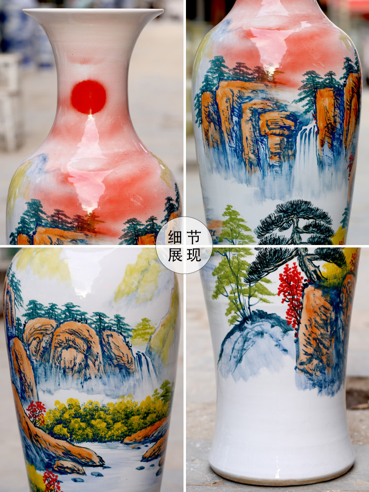 Jingdezhen ceramics of large vases, new Chinese style living room large hand - made the sunrise hotel gift furnishing articles