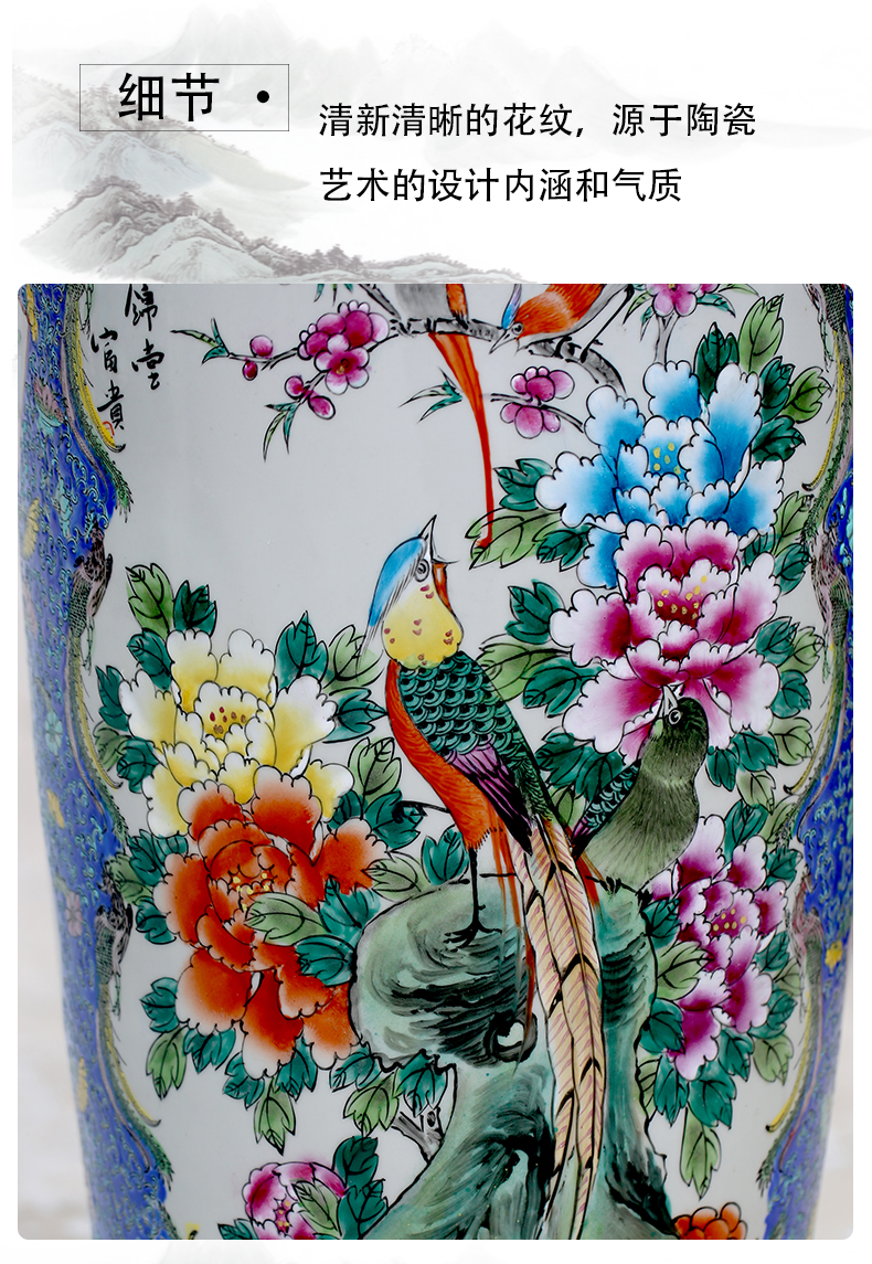 Jingdezhen ceramic hand - made pastel of large vase home sitting room decoration in modern Chinese style hotel decoration furnishing articles