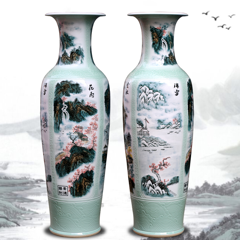 The New Chinese jingdezhen sitting room of large vase ceramic arts and crafts flower arranging, hand - made decorative carving furnishing articles