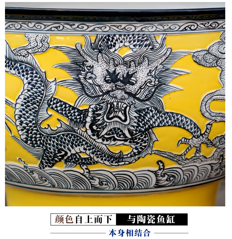 Jingdezhen color glaze its dragon design ceramic aquarium home sitting room courtyard hall floor furnishing articles ornaments