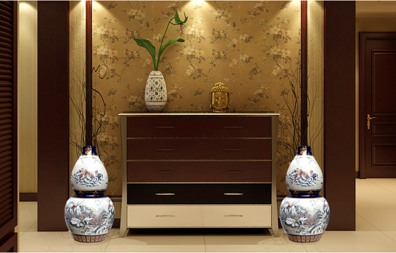 Modern home sitting room adornment of large gourd furnishing articles of jingdezhen ceramics porch study hotel housewarming gift