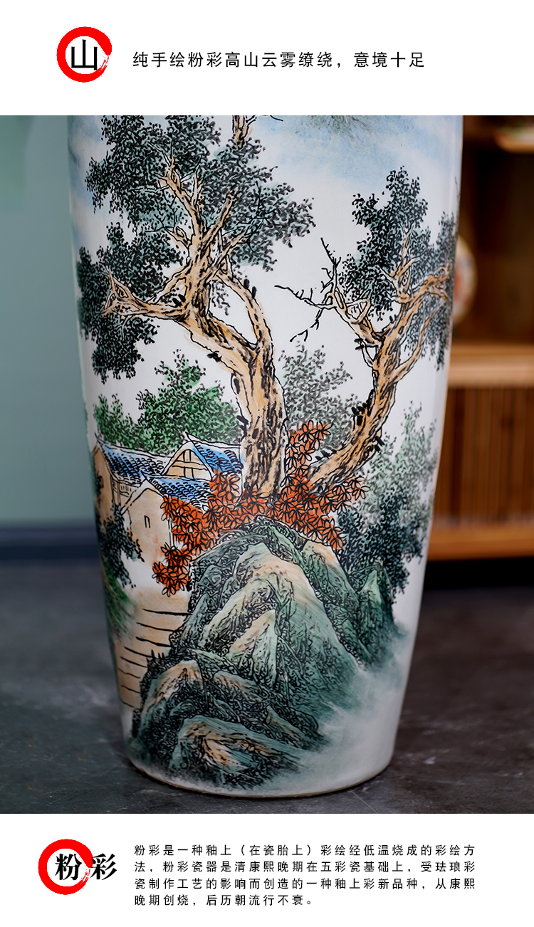 Jingdezhen ceramics hand - made pastel landscape of large vase household living room TV ark place opening gifts