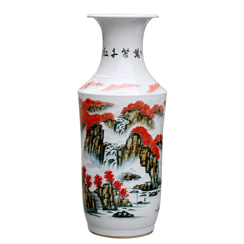 Jingdezhen ceramics hand - made jiangshan jiao more landscape painting vase household living room sofa TV ark, landing place