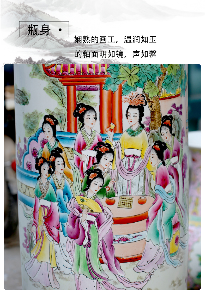 Jingdezhen ceramics hand - made pastel jinling twelve women of landing the big vases, Chinese style living room decorations furnishing articles