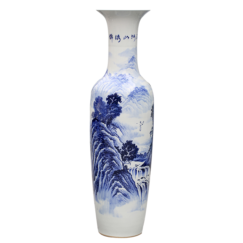 Jingdezhen hand - made bright future of blue and white porcelain vase of large living room household ceramics decoration large furnishing articles