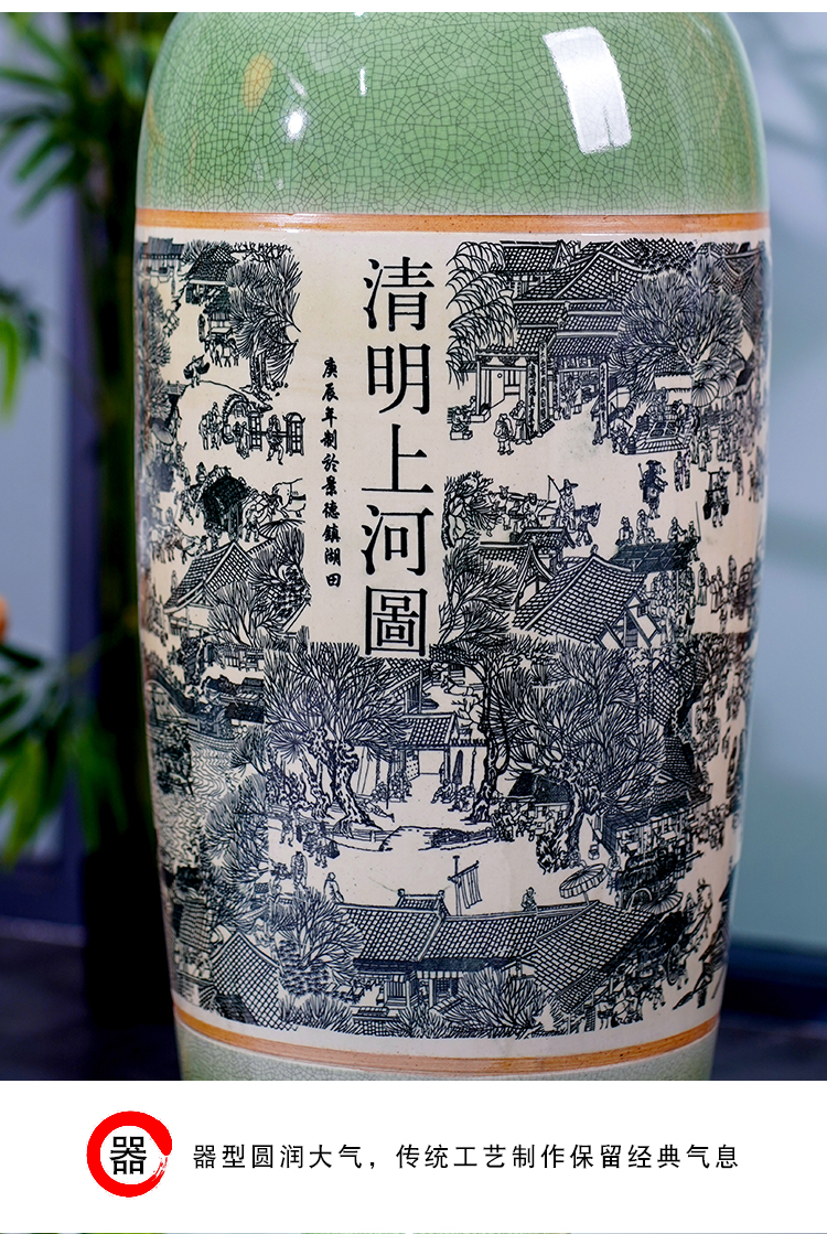 Archaize of jingdezhen ceramics slicing qingming scroll of crack of large vases, the sitting room TV ark, furnishing articles