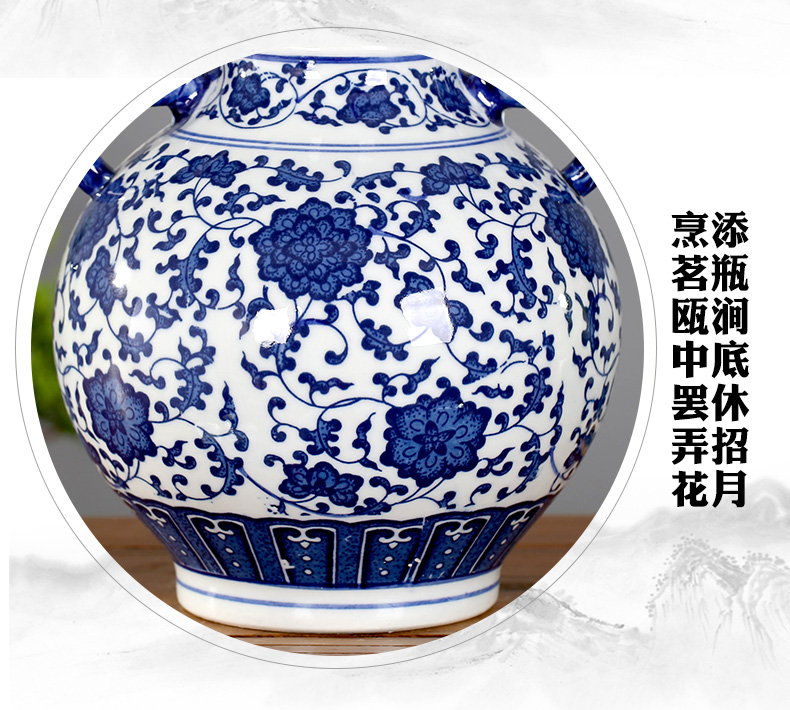 Blue and white porcelain vase rich ancient frame furnishing articles flower arranging Chinese jingdezhen ceramics sitting room home wine ark, adornment