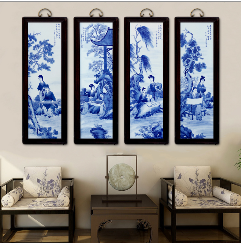 Jingdezhen porcelain ceramic four screen template sitting room adornment picture setting porch corridor wall mural hang a picture