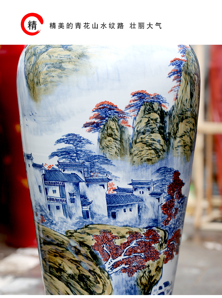 Jingdezhen ceramic hand - made landscape painting of large vase home sitting room TV ark, furnishing articles study porch decoration