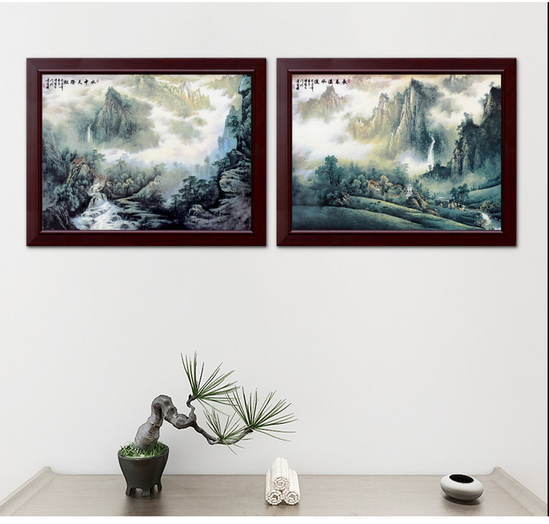 Jingdezhen porcelain four screen plate painting I sitting room sofa setting wall mural decoration hangs a picture teahouse dining - room metope