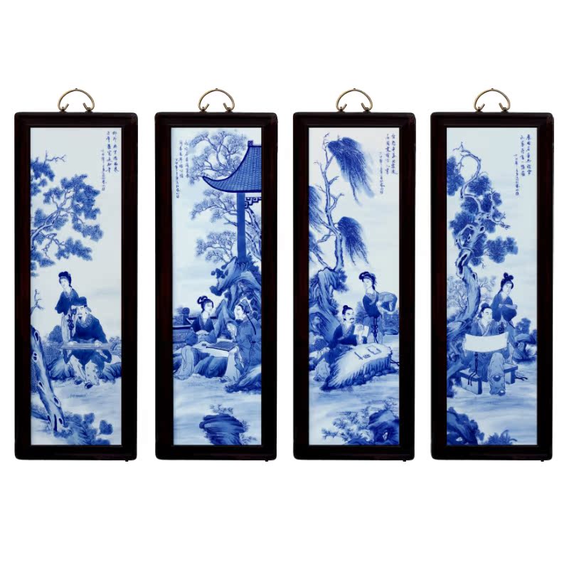 Jingdezhen porcelain ceramic four screen template sitting room adornment picture setting porch corridor wall mural hang a picture