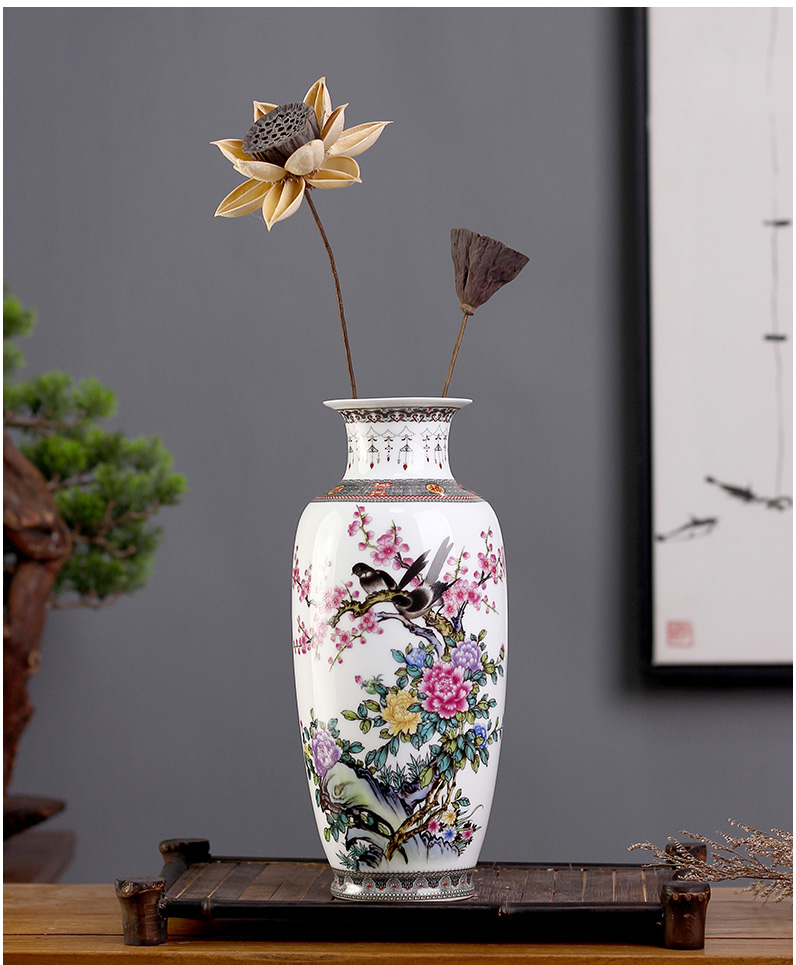 Jingdezhen ceramic floret bottle home sitting room of I and contracted mesa furnishing articles rich ancient frame adornment flowers in the vase