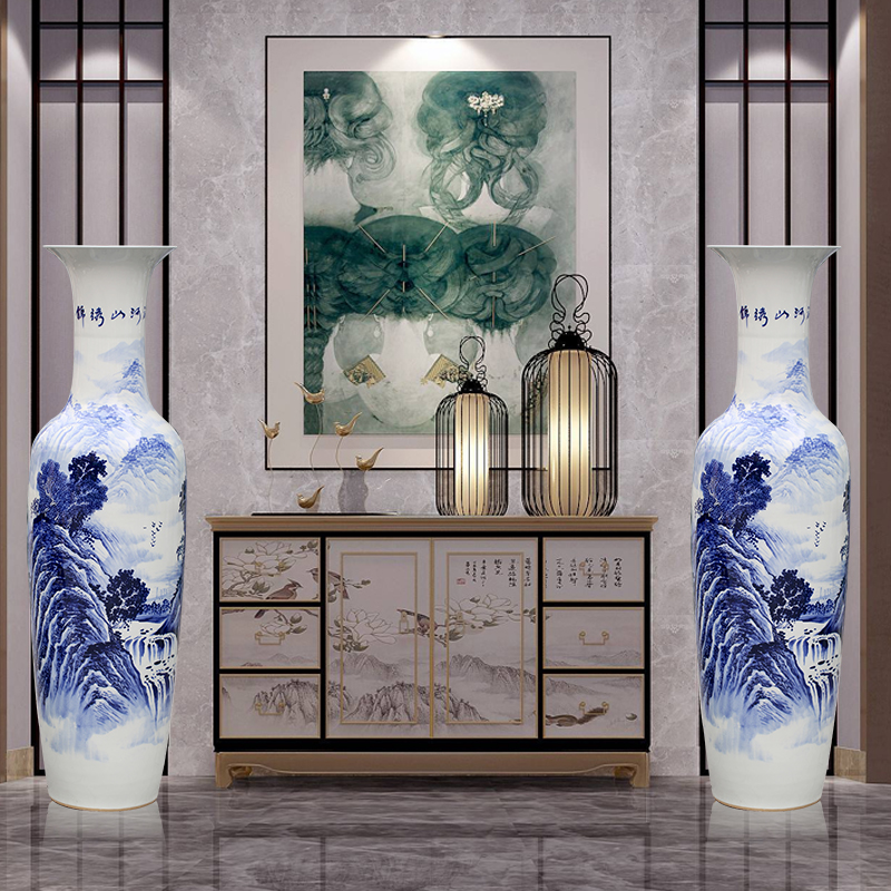 Jingdezhen hand - made bright future of blue and white porcelain vase of large living room household ceramics decoration large furnishing articles