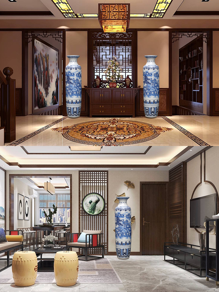 Jingdezhen blue and white porcelain hand - made ceramic furnishing articles home sitting room of large vase splendid sunvo hotel decoration