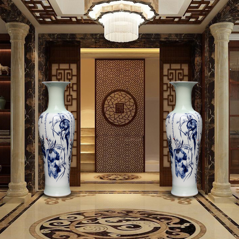 Jingdezhen ceramics big vase by patterns the opened new Chinese style villa hotel, sitting room decorate floor furnishing articles