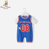 Newborn baby clothes summer thin short sleeve jumpsuit summer cotton ha clothes for men and women Baby climbing clothes Cotton