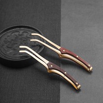 Ebony solid wood brass tea clip rosewood high-end tea ceremony accessories clip non-slip tweezers tea ceremony accessories cup washing clip