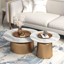 Light luxury minimal tea few living room sofa side of a few Nordic small round table modern small tea table