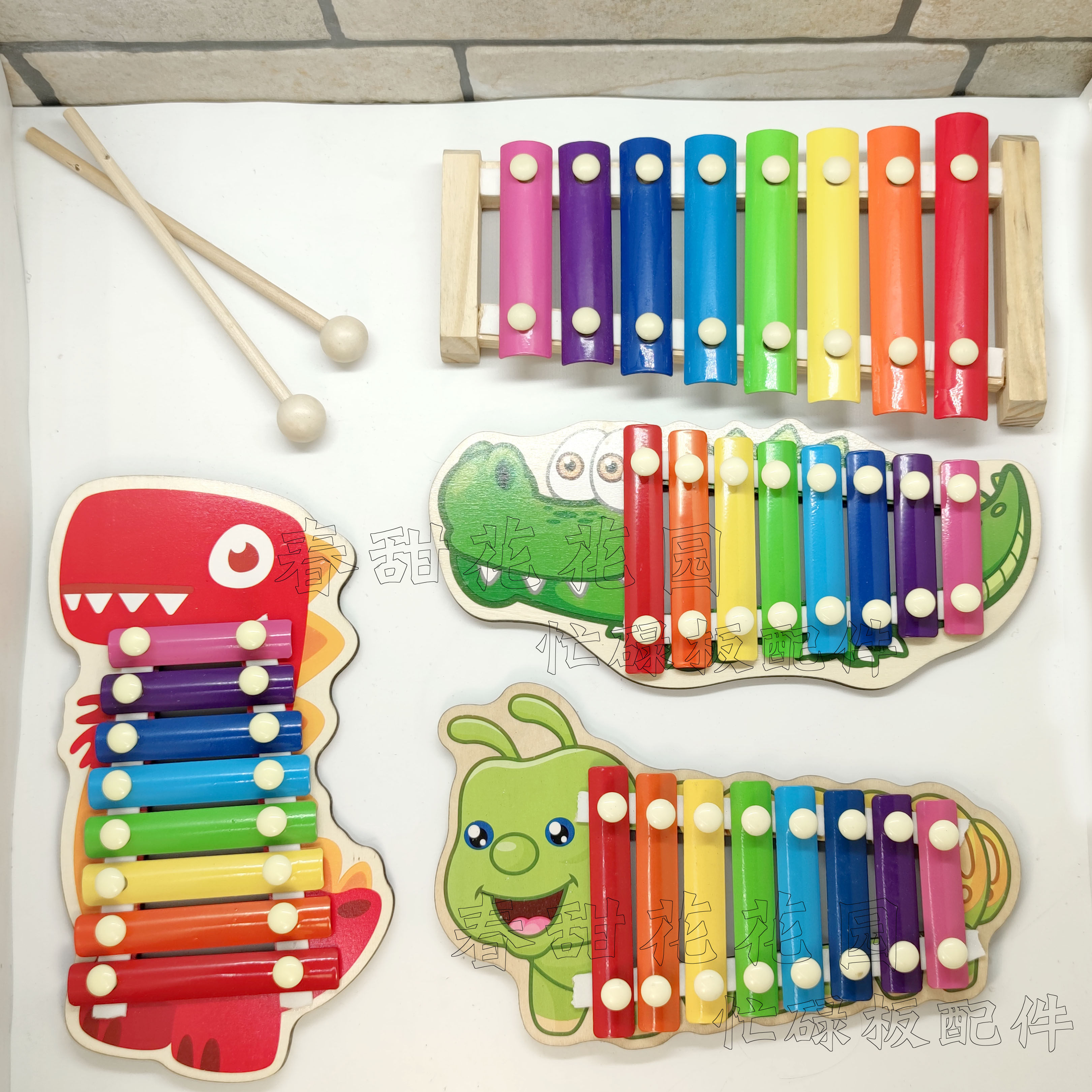 Cartoon hand knocking piano touch bell baby educational musical instrument toy eight-tone xylophone busy board diy busy board