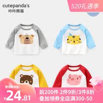 Baby clothes long sleeves T-shirt boy spring spring loaded baby girl child with undershirt insert shoulder sleeves color blouse Y4625