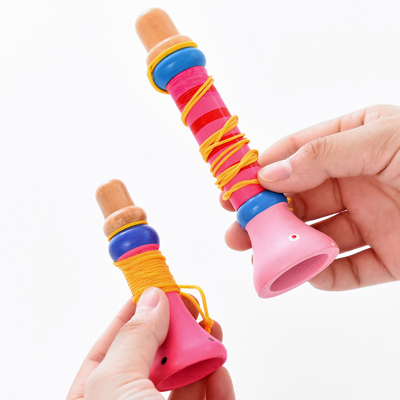Manufacturer Direct sales Wooden Children Trumpet Toys Wood Blown whistles Whistle Instruments Infant Puzzle Early Education