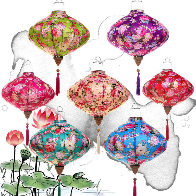 Modern fabric palace lamp Classical rich flower cloth lantern Festival hotel decoration Festival wedding decoration supplies