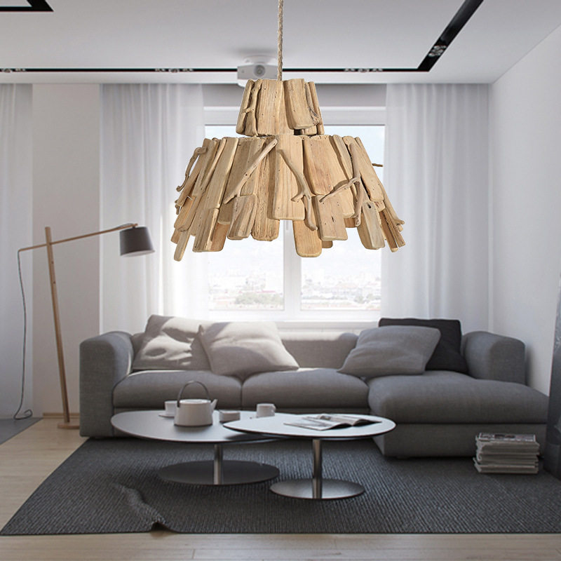 Wooden lampshade wooden modern minimalist decorative lamp Hotel Tea House Dining Hall Creative Manufacturer Direct Sales