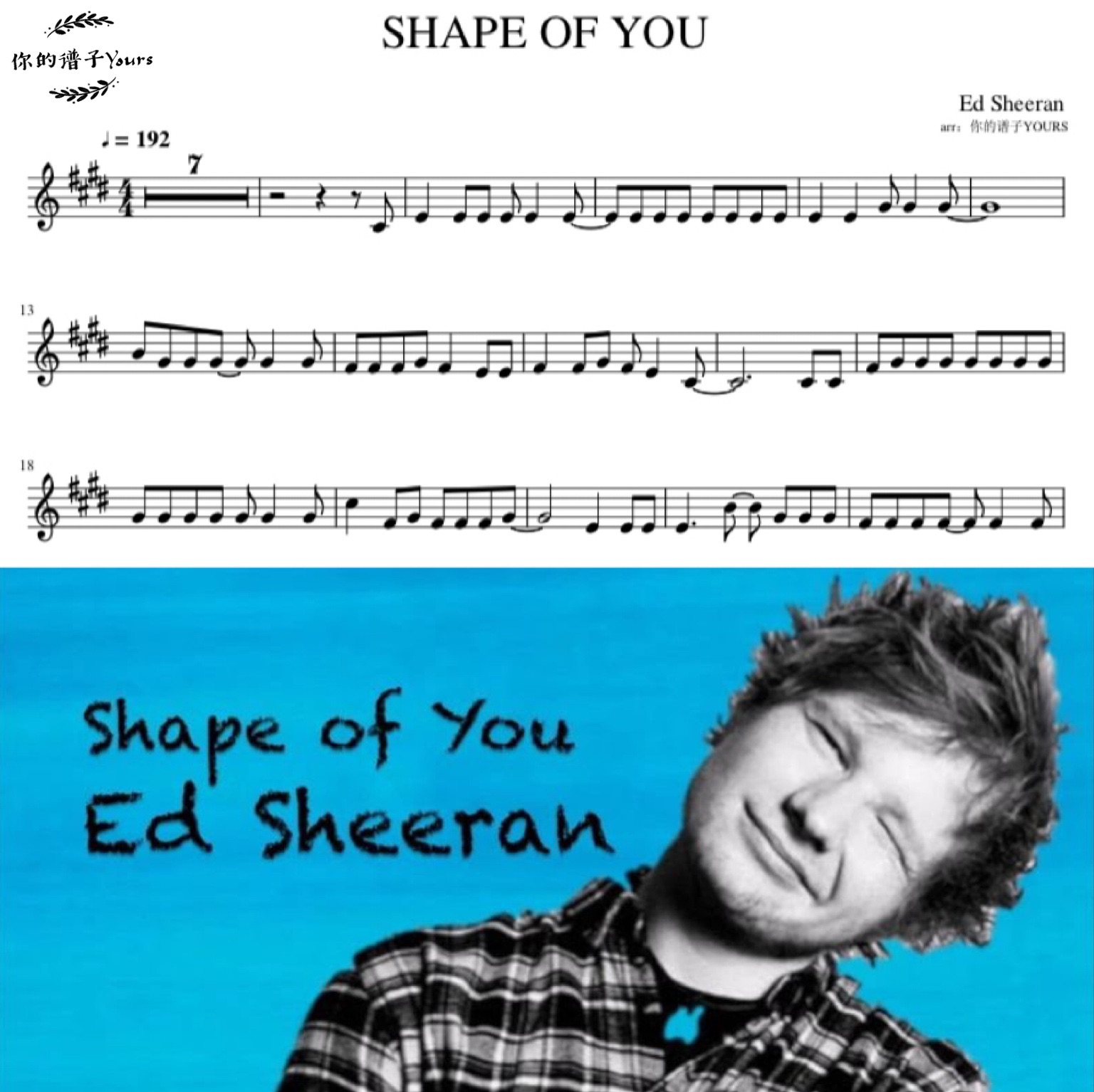 <Shape of You > Ed Sheeran American and American pop songs violinist accompaniment audio