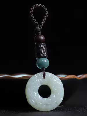 Hetian Jade car key pendant men's and women's high-end keychain personality creative Pixiu car woven lanyard