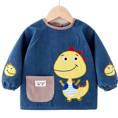 Детский демисезонный фартук, термобелье, водонепроницаемый лонгслив для еды, нагрудник для мальчиков, анти-грязь, сзади на завязках