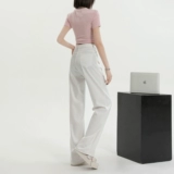 Тонкие джинсы, белые штаны, высокая талия, свободный прямой крой