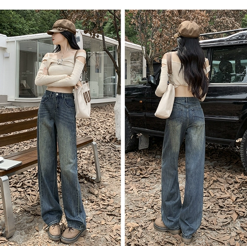 Джинсы, весенние дизайнерские штаны, высокая талия, 2024 года, тренд сезона, по фигуре