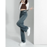Джинсы, весенние осенние штаны, высокая талия, 2024 года, городской стиль, подходит для подростков, свободный прямой крой