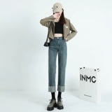 Ретро прямые свободные джинсы, летние штаны, высокая талия