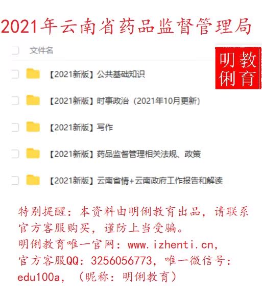 2021云南省药品监督管理局事业单位综合基础知识及药品监督知识题库资料